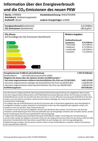CITROEN SpaceTourer BlueHDi 180 Max M 8-Sitzer Automatik Ansicht 13 für Fahrzeugdetailseite