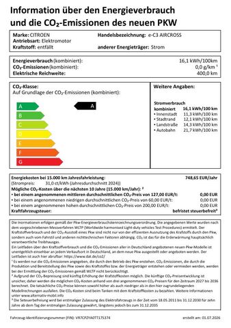 CITROEN C3 Aircross Elektro 113 Extended Range COLLECTION Automatik Ansicht 23 für Fahrzeugdetailseite