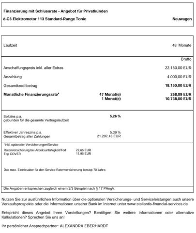 CITROEN C3 Elektromotor 113 ë Tonic Standard-Range Automatik Ansicht 2 für Fahrzeugdetailseite
