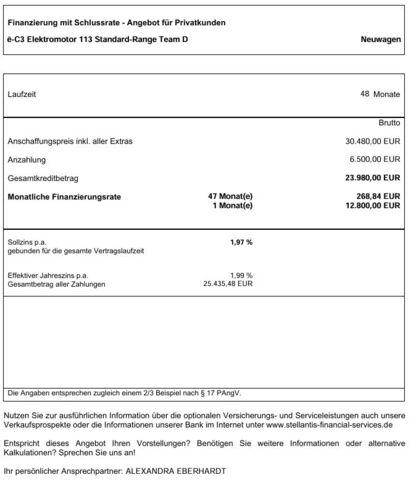 CITROEN C3 Elektromotor 113 Team D Standard-Range Automatik Ansicht 3 für Fahrzeugdetailseite