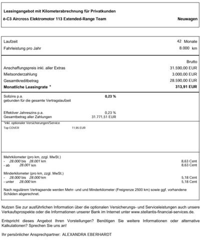 CITROEN C3 Aircross Elektro 113 TEAM D Extended-Range Automatik Ansicht 10 für Fahrzeugdetailseite