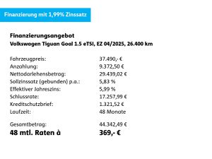 VW Tiguan 1.5 eTSI Goal DSG*NAVI*AHK*LED*ACC*CAM*UVM