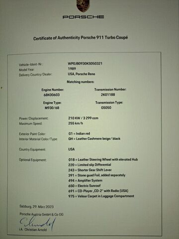 PORSCHE 930 911-  turbo Coupe -5-Gg., Motor 10tkm