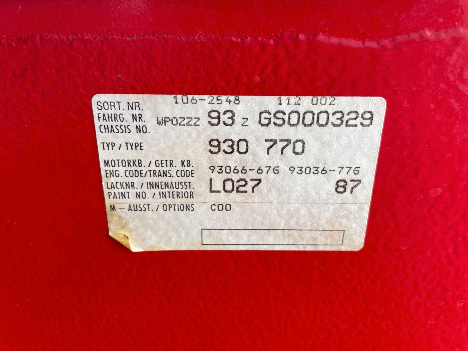 PORSCHE 930 turbo - dt. Fzg- 69tkm - gr. KD neu !