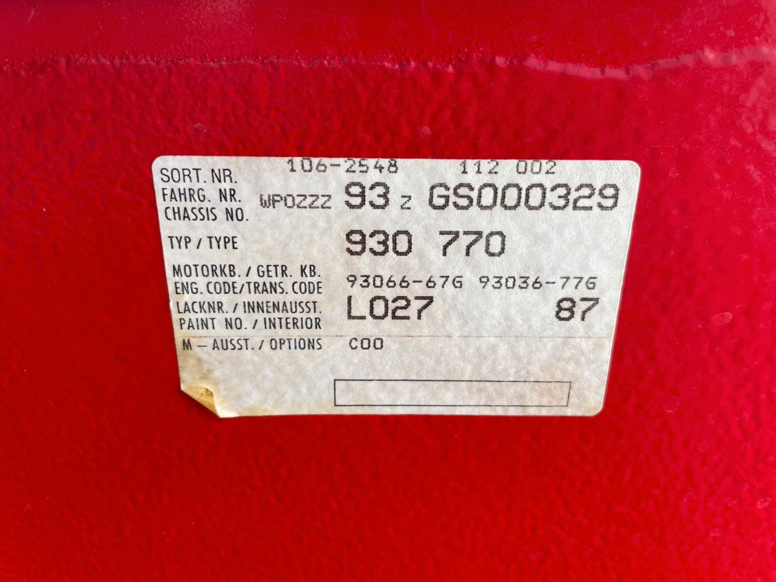 PORSCHE 911 930 turbo - dt. Fzg- 69tkm - gr. KD neu !