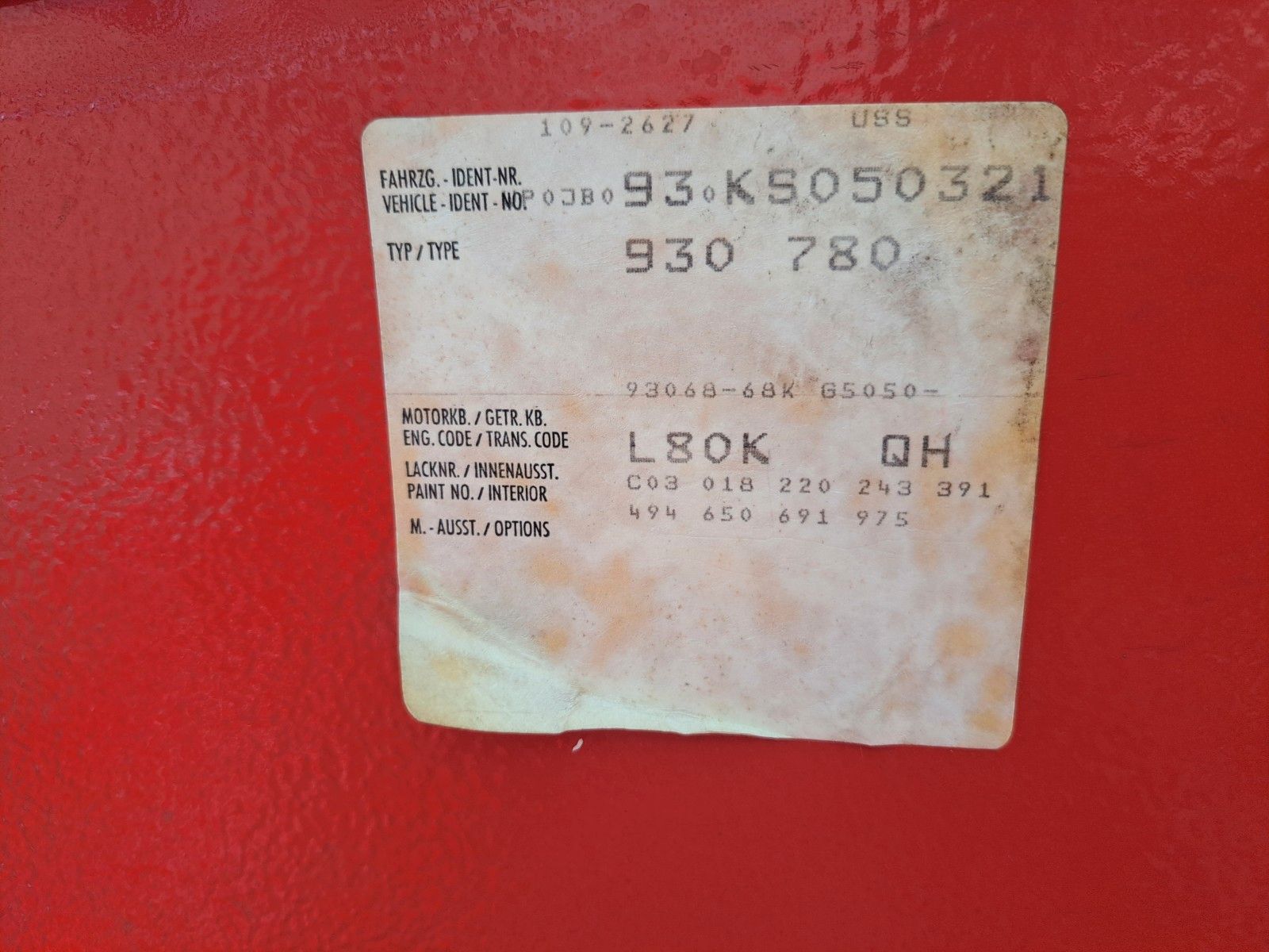 PORSCHE 930 911-  turbo Coupe -5-Gg., Motor 10tkm