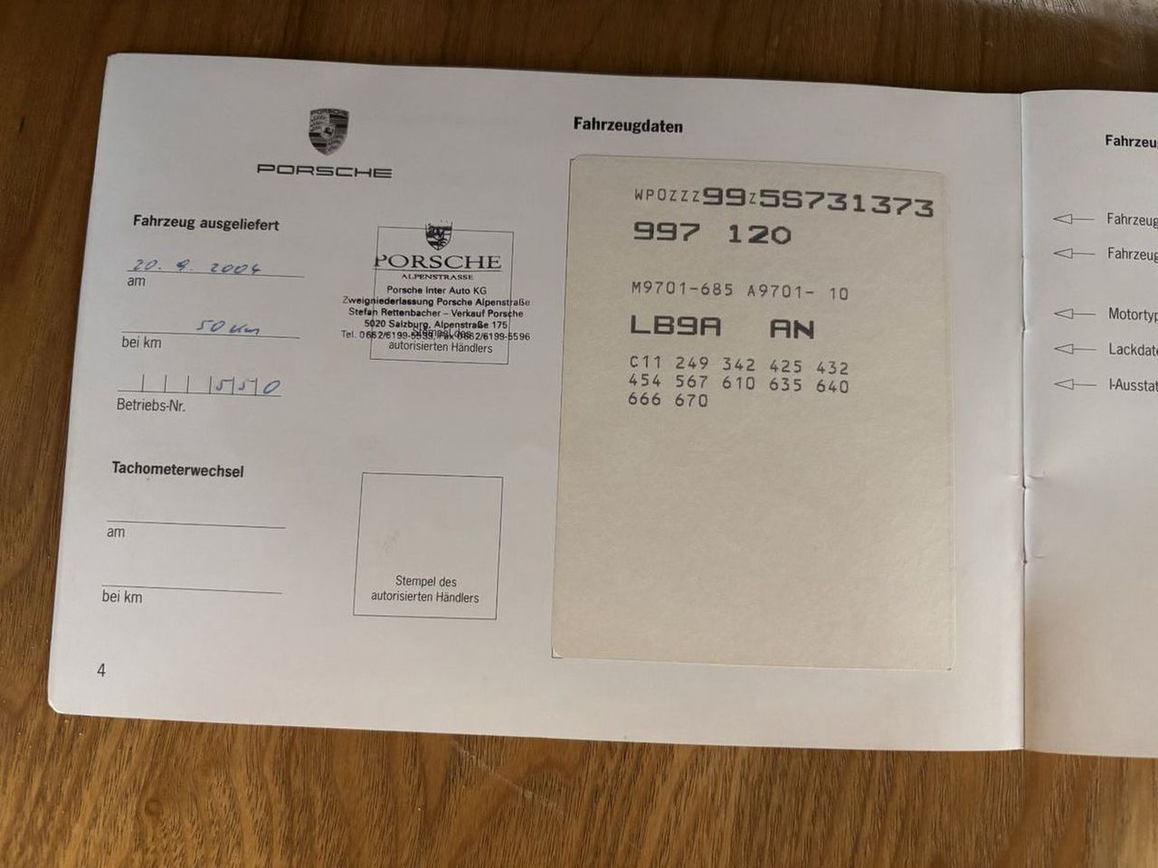 PORSCHE 911 997  Carrera S Coupe -scheckheft - Top