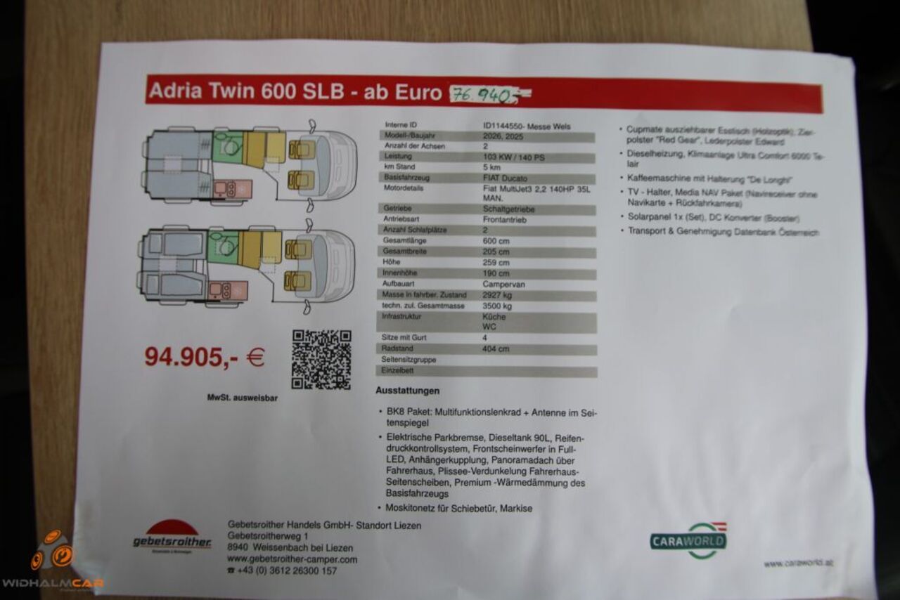 ADRIA 600 SLB - FRÜHLINGSAKTION Ansicht 22 für Fahrzeugdetailseite