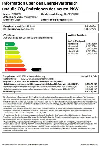 CITROEN Spacetourer BlueHDi 180 EAT8 Plus M Automatik SpaceTourer Ansicht 17 für Fahrzeugdetailseite