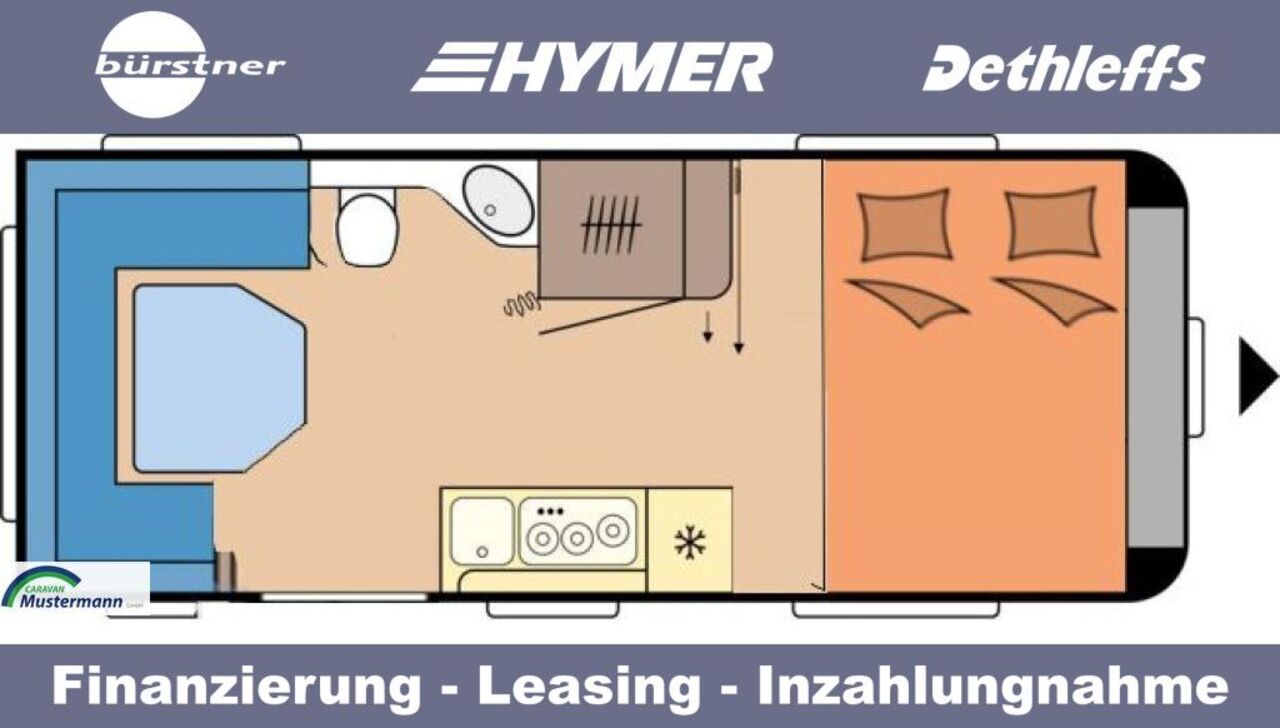 HOBBY 585 UL-R Einzelbetten o.Doppelbett quer Ansicht 13 für Fahrzeugdetailseite