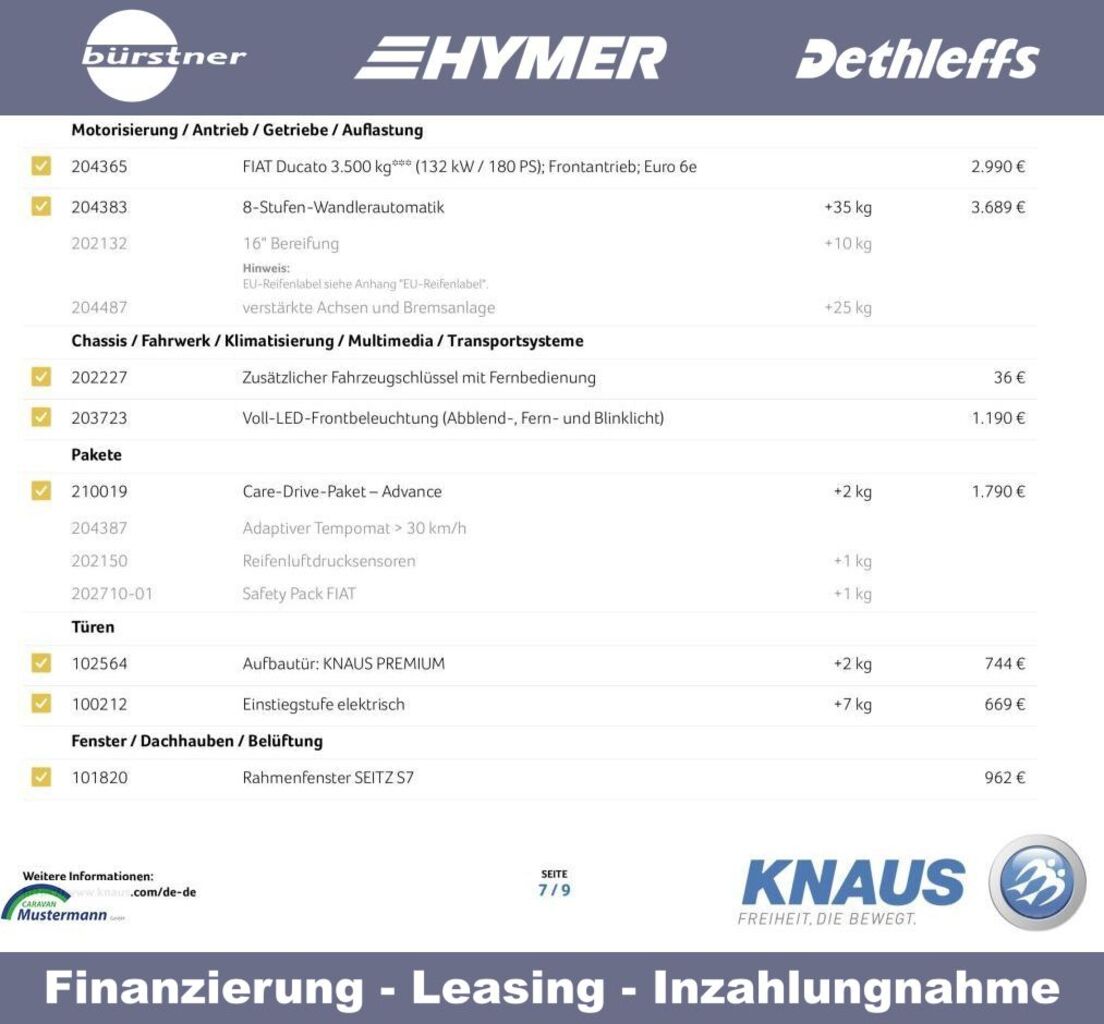 KNAUS 650 MEG VANSATION L-Sitz, Fußbodenerwärmung Fiat Ansicht 15 für Fahrzeugdetailseite
